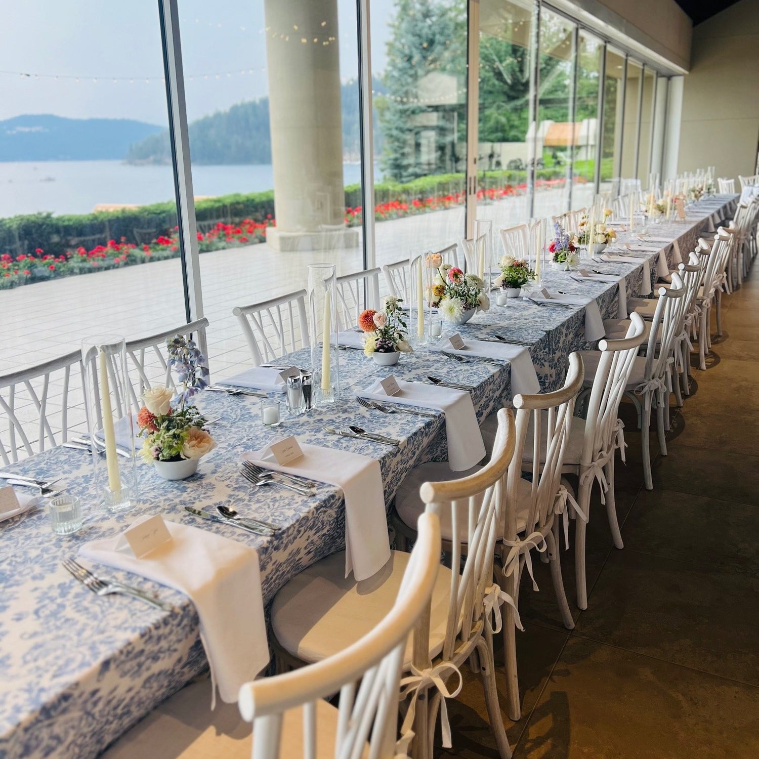 Lakeside Garden Party of Pastel Wedding Flowers